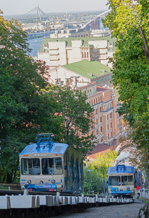 Railway funicular is an autumn Kiev , Ukraineのeditorial素材