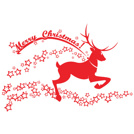 Reindeer and stars on a white background. Vector illustrationのイラスト素材