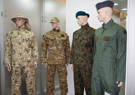 Men mannequins in uniform. Army and gearの写真素材