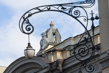 Statue of a mystical animal on the roof of the opera house. Kiev, Ukraineのeditorial素材