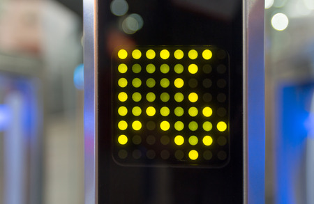 Pointer direction in the form of luminous green arrows. Urban