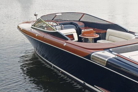 Luxury motor boat at the pier. Transportの写真素材