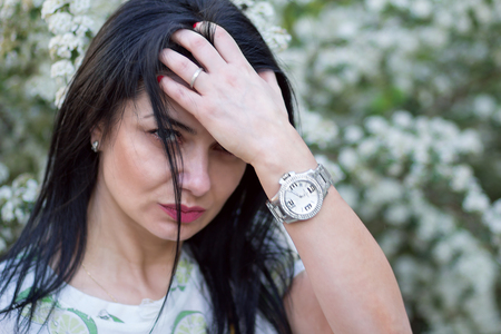 Portrait of a beautiful woman with long hair. Peopleの写真素材