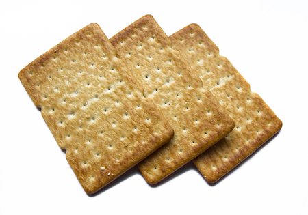 Delicious rectangular cookies isolated on white backgroundの写真素材