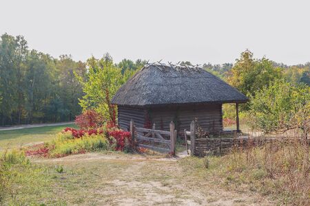 Old house of peasants in the museum Pirogovo. Ukraineのeditorial素材
