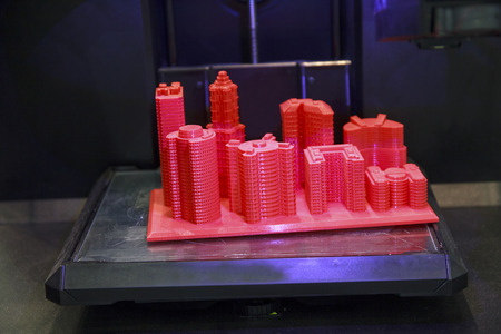 Layout futuristic building made by 3D printing. Industry