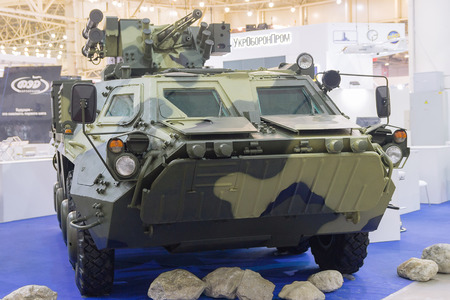 Kiev, Ukraine - October 14, 2016: Ukrainian armored personnel carrier production at the exhibition...