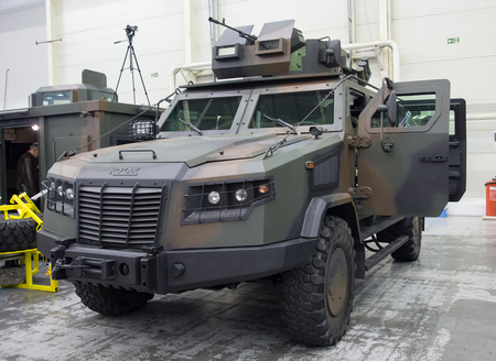 Kiev, Ukraine - October 12, 2016: Armored Car Corporation "Kozak" of Ukrainian production at the specialized exhibition "Arms and Security - 2015"のeditorial素材