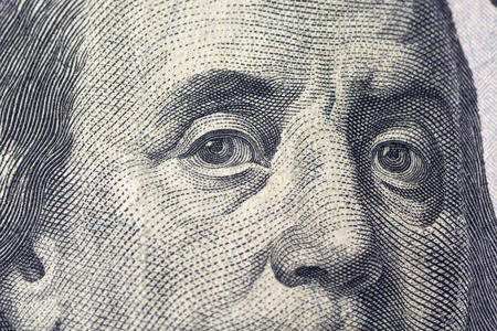 Fenjamin Franklin on a dollar bill close-up. Business & Financeの写真素材