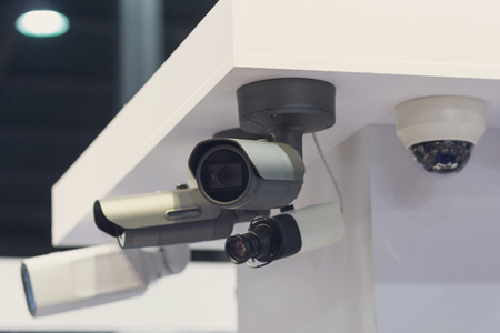 CCTV security camera at the exhibition stand. Industryの写真素材
