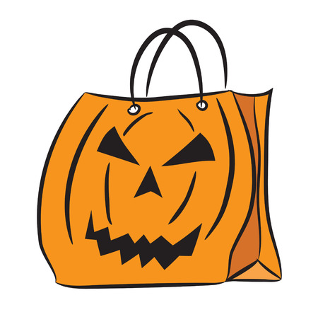 Set of shopping bags with the Halloween pattern. Vector illustrationのイラスト素材