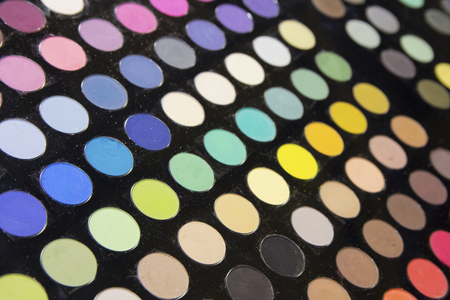 Multicolored eye shadow palette at cosmetic shopの写真素材
