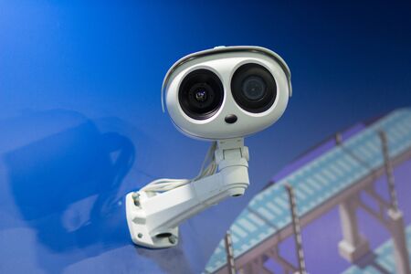 Surveillance camera is hanging on the wall. Electronicsの写真素材