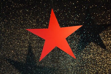 Scenery with a big red star. Festive backgroundの写真素材