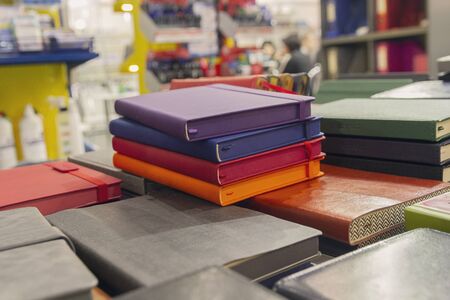 Blogs on the counter in stationery stores close-upの写真素材