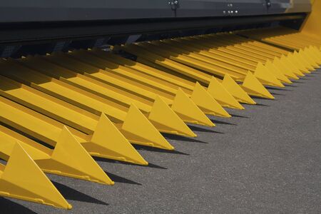 Hinged equipment for tractor demonstration close up. Industrialの写真素材