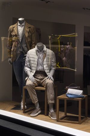 Male mannequin in a shop window. Fashion and salesの写真素材