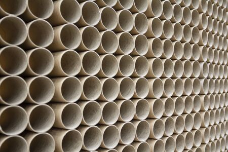 Wall of the rows of cardboard tubes. Abstract backgroundの写真素材