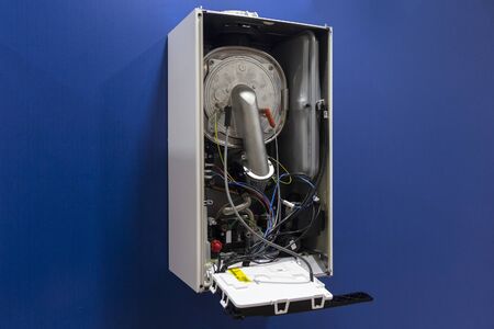 Internal view of the gas water heater boiler for home heatingの写真素材