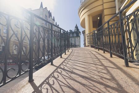 Buildings in the classical style and railings in the foreground. Architectureの写真素材