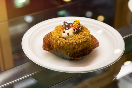 Delicious sweet honey cake on the counter. Food