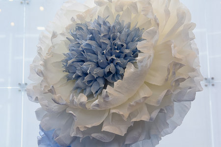 Beautiful blue paper flower close-up. Decorationの写真素材