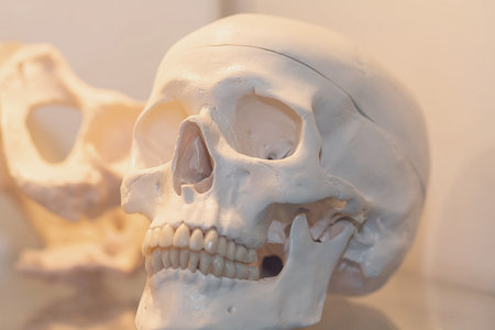 Artificial human skull as a model for study. Medicine and educationの写真素材