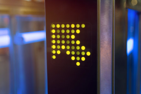 Pointer arrow on an electronic turnstile close-up. Transportの写真素材