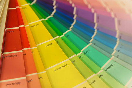 Color samples at home improvement store close-up. Industryの写真素材