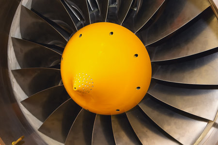 Aircraft jet engine on repair and maintenance. Industry