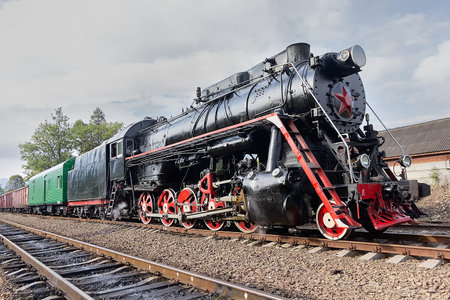 Steam locomotive p36 is the last passenger locomotive produced in the USSR. Transportの写真素材