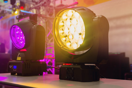 Professional lighting equipment for the stage and in the showroom of the store. Entertainment...