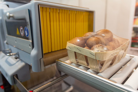 Fresh vegetable packaging conveyor. Food industry
