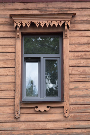 Modern plastic window stylized in retro style.の写真素材