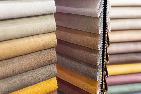 Upholstery fabric samples. Fabric for a furniture upholstery. Textile industryの写真素材