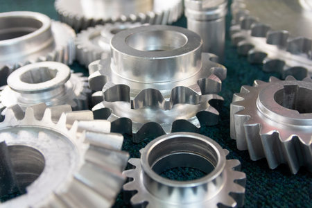 Various gears for transmission close-up. Metalworking industryの写真素材