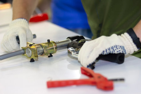 The master is installed by PEX-PEX water pipes. Industryの写真素材