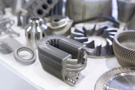 Samples produced by printing a 3D printer from a metal powder. Progressive additive 3d printing technologyの写真素材