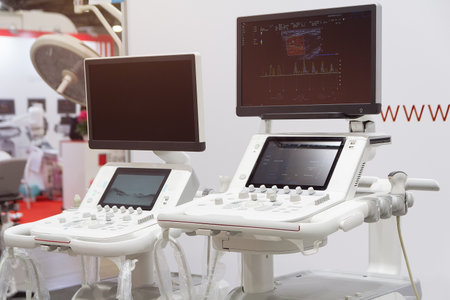 Modern medical ultrasound scanners in the exhibition hall. Medicineの写真素材
