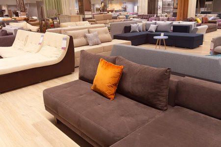 Modern sofas in the showroom of a furniture store. Industryの写真素材