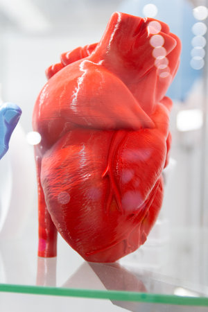 Models of the human heart, printed from plastic on a 3D printer. Industryの写真素材
