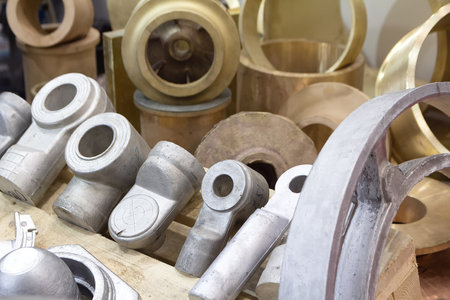 Samples of metal parts made by casting Industryの写真素材
