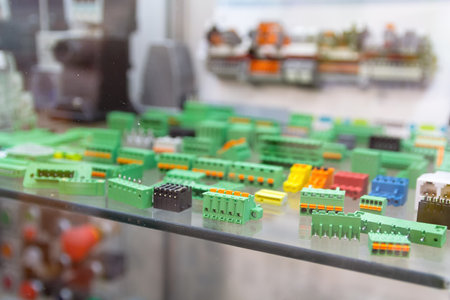 Terminals and other samples of the electrical engineering industry on the store display. Industryの写真素材
