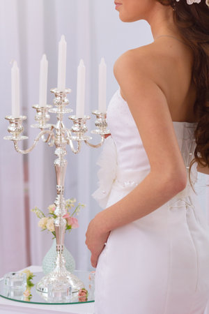 Bride in a beautiful dress without the face. Weddingの写真素材