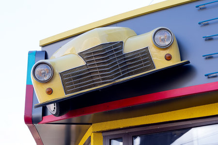 Elements of a retro car on a sign. Designの写真素材