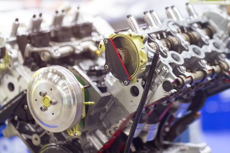 Engine cylinder block in section. Industryの写真素材