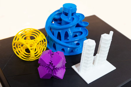 Variety of plastic products, fabricated by 3D-printing. Technologyの写真素材