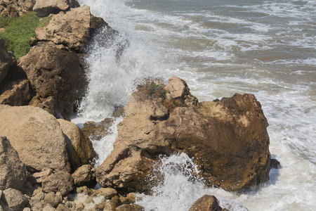 Stones and waves on the beach. Crimeaの写真素材