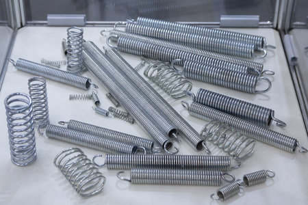 A variety of steel springs on the window. Industryの写真素材