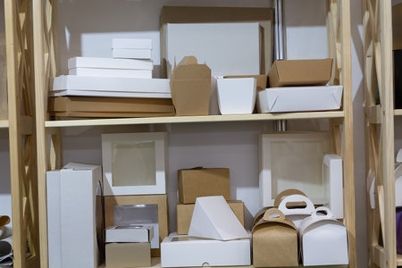 Samples of a variety of cardboard packaging. Eco-friendly packagingの写真素材
